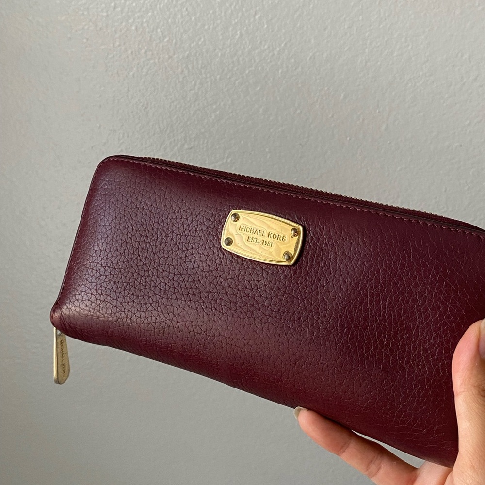 Michael Kors Burgundy Wallet with Gold Accents